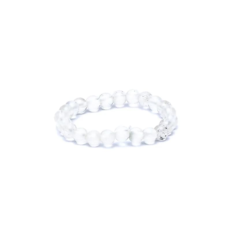 Πρωτότυπο Δαχτυλίδι (Ring) Λευκός Χαλαζίας (Clear Quartz) - ελαστικό Διαστάσεις: 2,5 εκ Χάντρες: ± 2mm