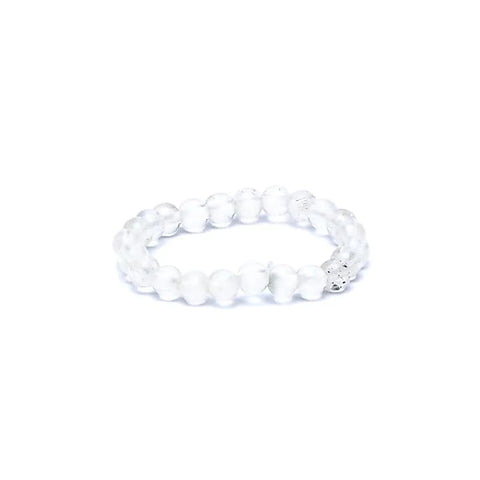 Πρωτότυπο Δαχτυλίδι (Ring) Λευκός Χαλαζίας (Clear Quartz) - ελαστικό Διαστάσεις: 2,5 εκ Χάντρες: ± 2mm