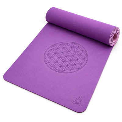 Ecofriendly Yoga Mat - Στρώμα TPE - “Flower of Life”- dark purple/soft purple Διαστάσεις: Μήκος: 182 εκ Πλάτος: 61 εκ Πάχος: 6 mm
