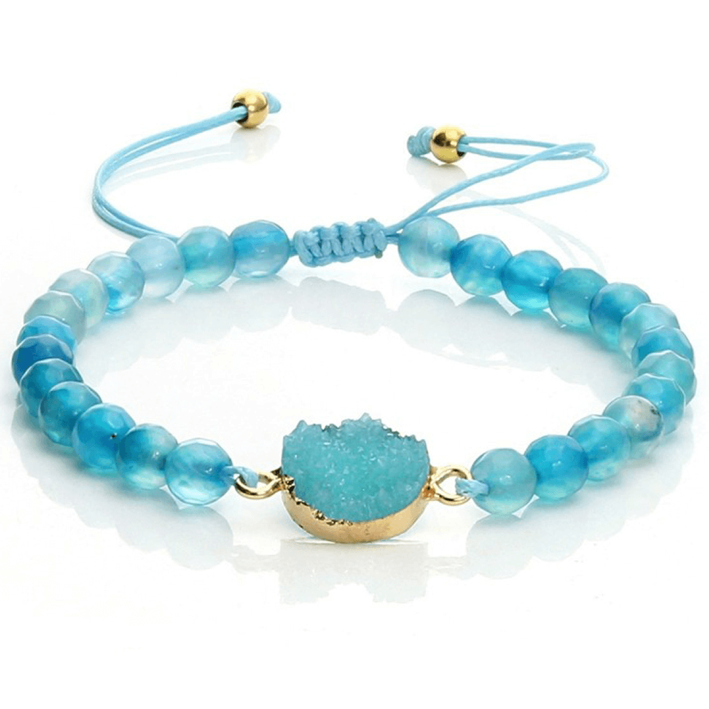 Βραχιόλι από Αχάτη - Sky Blue Ρυθμιζόμενο 0,6 cm - mykarma.gr