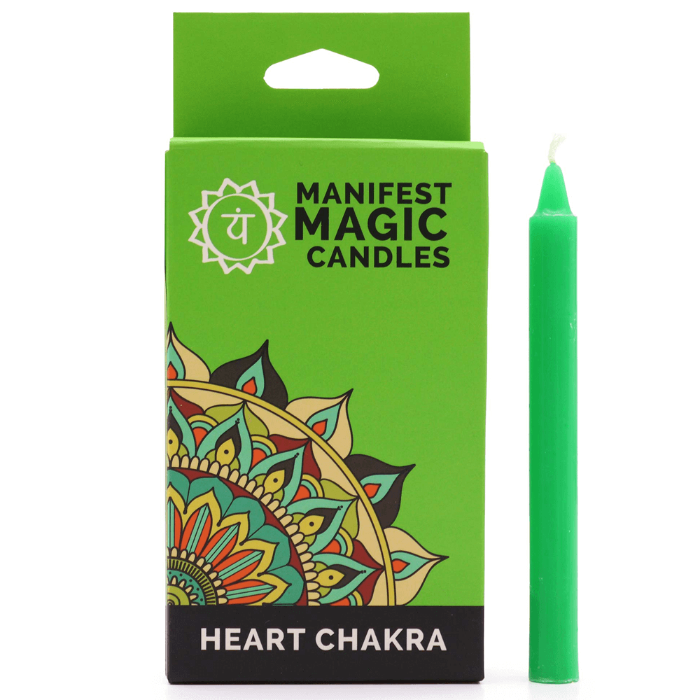 Σετ με 12 μικρά Αρωματικά Κεριά Manifest Magic Candles - 4o Chakra Heart Anahata - πράσινα  Διαστάσεις κεριών: 12 x 1,2 εκ - mykarma.gr