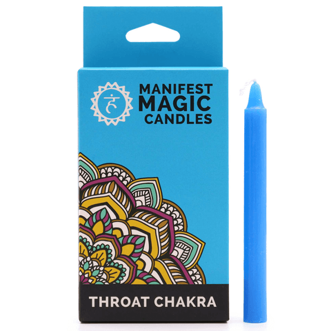 Σετ με 12 μικρά Αρωματικά Κεριά Manifest Magic Candles - 5o Chakra Throat Vishuddha - μπλε  Διαστάσεις κεριών: 12 x 1,2 εκ