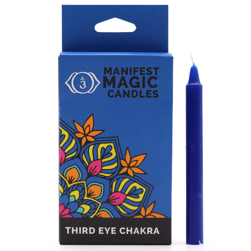 Σετ με 12 μικρά Αρωματικά Κεριά Manifest Magic Candles - 6o Chakra Third Eye Ajna - σκούρο μπλε  Διαστάσεις κεριών: 12 x 1,2 εκ - mykarma.gr