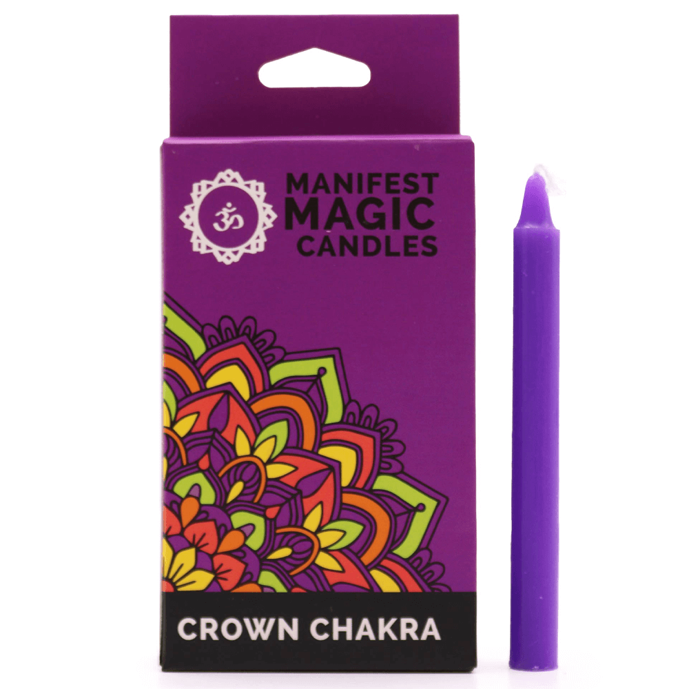 Σετ με 12 μικρά Αρωματικά Κεριά Manifest Magic Candles - 7o Chakra Crown Sahasrara - μωβ  Διαστάσεις κεριών: 12 x 1,2 εκ - mykarma.gr