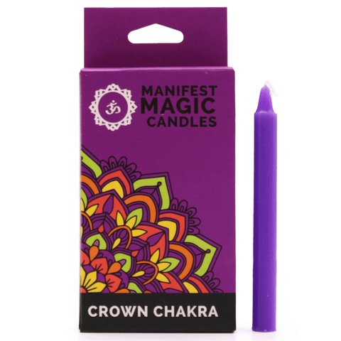 Σετ με 12 μικρά Αρωματικά Κεριά Manifest Magic Candles - 7o Chakra Crown Sahasrara - μωβ  Διαστάσεις κεριών: 12 x 1,2 εκ