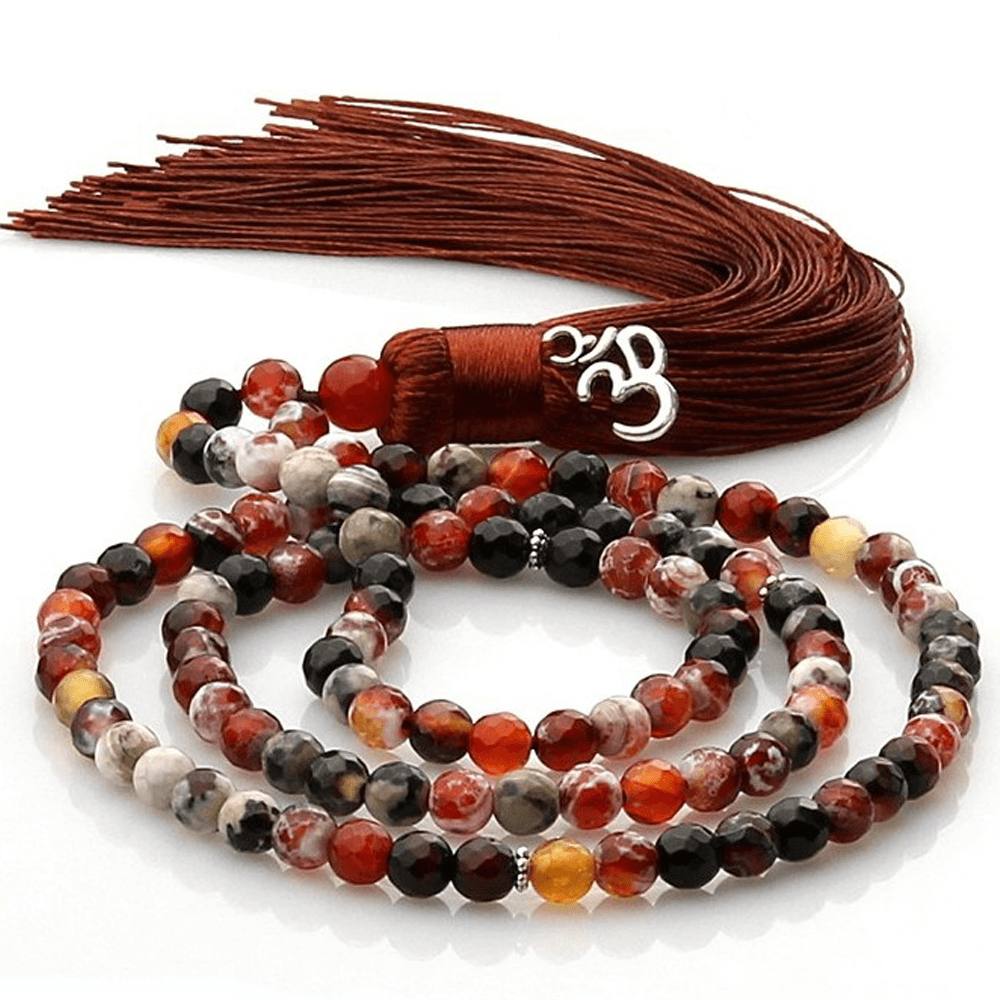 Θιβετιανό Βουδιστικό Mala Αχάτη - Ember Agate - mykarma.gr