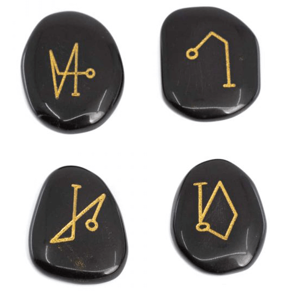 Σετ από 4 Πέτρες Ρέικι (Reiki) από Μαύρο Ίασπι (Black Jasper) Διαστάσεις: 3,5 cm - mykarma.gr