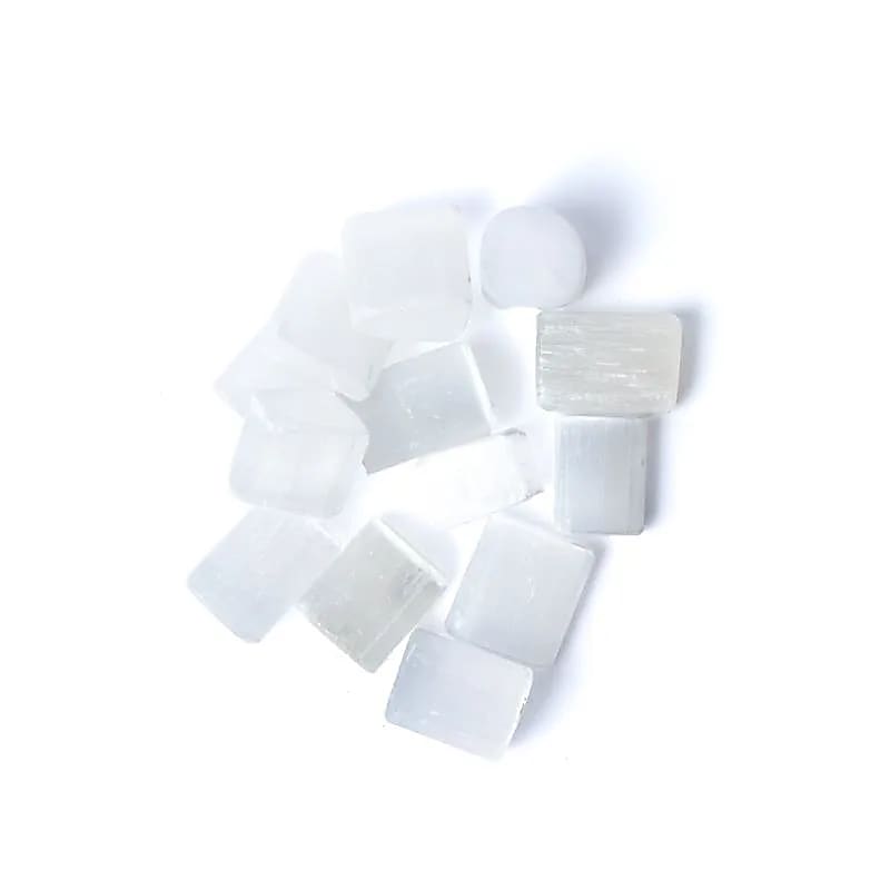 Φυσικό ορυκτό πέτρωμα - Σεληνίτης (Selenite) γυαλισμένες πέτρες των ± 1,5-3,5 cm Βάρος: ± 50 g (± 2 πέτρες) - mykarma.gr