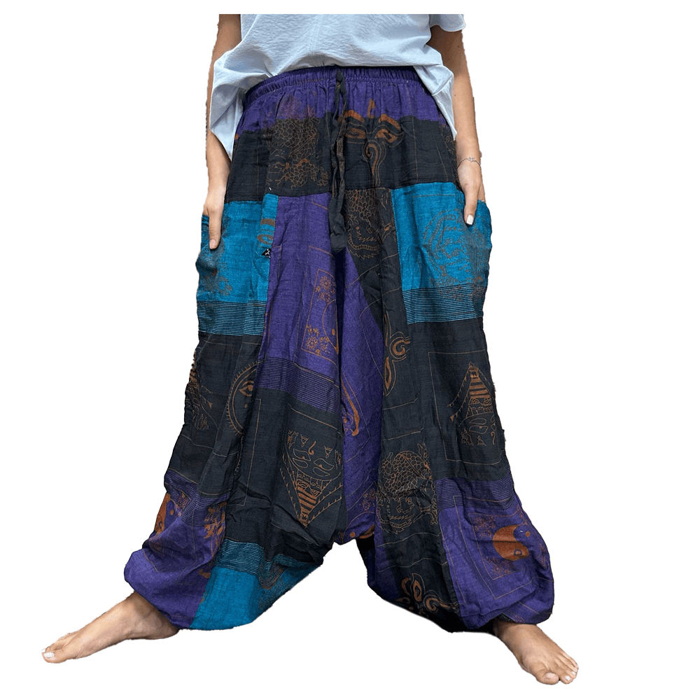 Παντελόνα Aladdin με Himalayan print - μωβ - one size - 100% Βαμβάκι - mykarma.gr