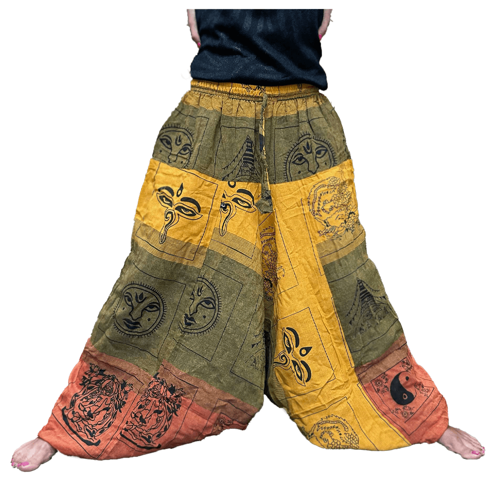 Παντελόνα Aladdin με Himalayan print - πορτοκαλή - one size - 100% Βαμβάκι - mykarma.gr