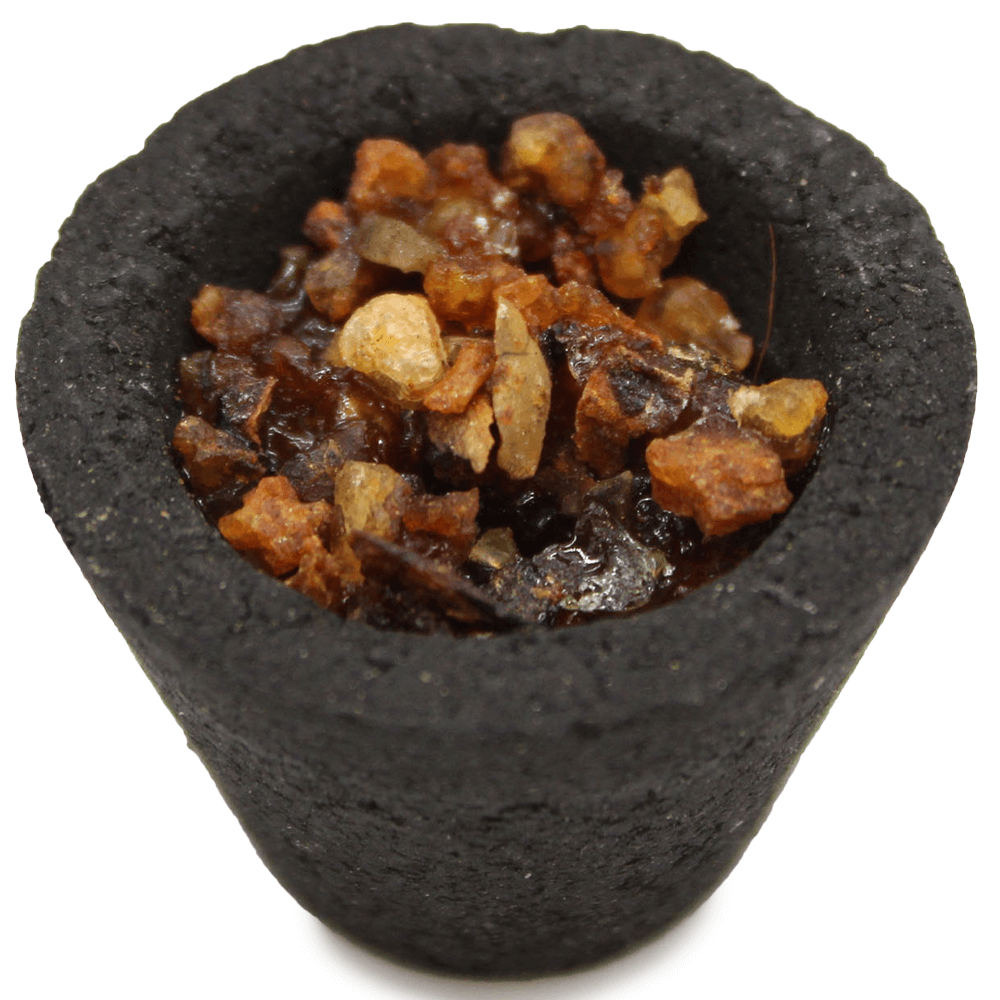 Καθαρίστε το χώρο σας! Θυμίαμα 2 σε 1 Μικρό κυπελλάκι από κάρβουνο με ρητίνη Μύρο (Myrrh) - έτοιμο για καύση - mykarma.gr