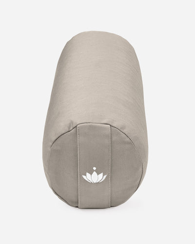 Lotuscrafts Στρογγυλό μικρό μαξιλάρι Bolster λαιμού “Lotus” - Light Taupe - κάλυμμα απο οργανικό βαμβάκι Διαστάσεις: 40 × 13 εκ - mykarma.gr