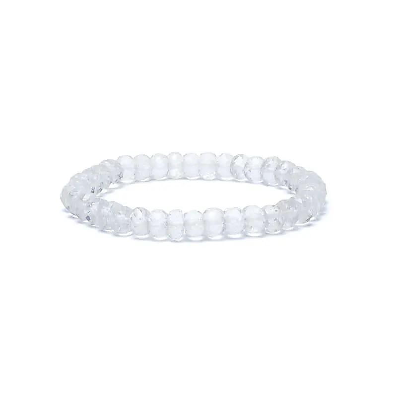 Βραχιόλι - Λευκός Χαλαζίας (Clear Quartz) ΑΑ ποιότητας - ελαστικό Χάντρες ± 7 mm - mykarma.gr
