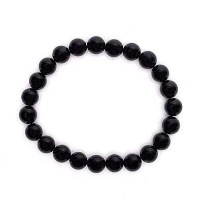 Βραχιόλι - Μαύρη Τουρμαλίνη (Black Tourmaline)-ελαστικό Χάντρες: 0,7 cm - mykarma.gr