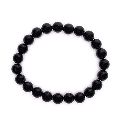 Βραχιόλι - Μαύρη Τουρμαλίνη (Black Tourmaline)-ελαστικό Χάντρες: 0,7 cm