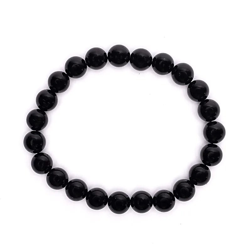 Βραχιόλι - Μαύρη Τουρμαλίνη (Black Tourmaline)-ελαστικό Χάντρες: 0,7 cm