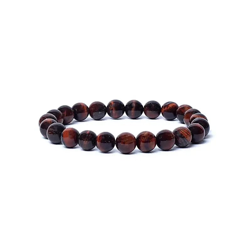 Βραχιόλι Κόκκινο Μάτι Τίγρης (Red Tiger Eye) ΑΑ ποιότητας - ελαστικό με χάντρες των 0,7 εκ - mykarma.gr