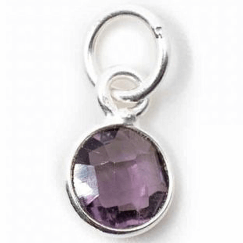 Μενταγιόν από ημιπολύτιμο λίθο Αμέθυστο (Amethyst) σε Ασήμι 925 Μέγεθος: 0,6 cm - mykarma.gr