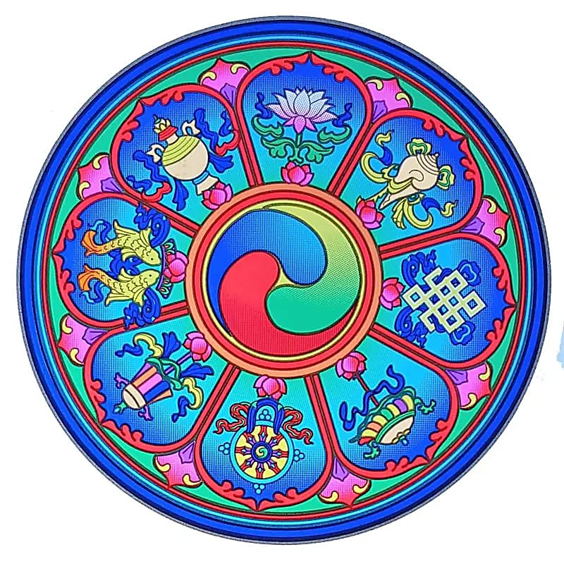 Κρεμαστά τοίχου - Αυτοκόλλητο «Tibetan Auspicious Symbols»Διαστάσεις: 14εκ - mykarma.gr