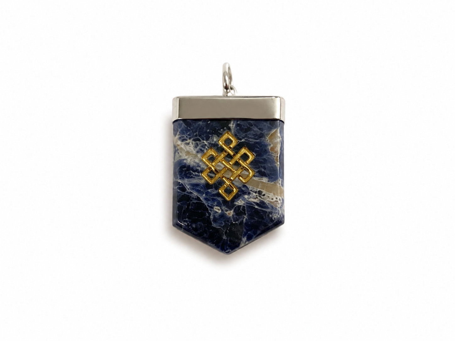 Μενταγιόν από Σοδαλίτη (Sodalite) με Σύμβολο Αιώνιου Κόμπου (Knot) Διαστάσεις: 3 cm