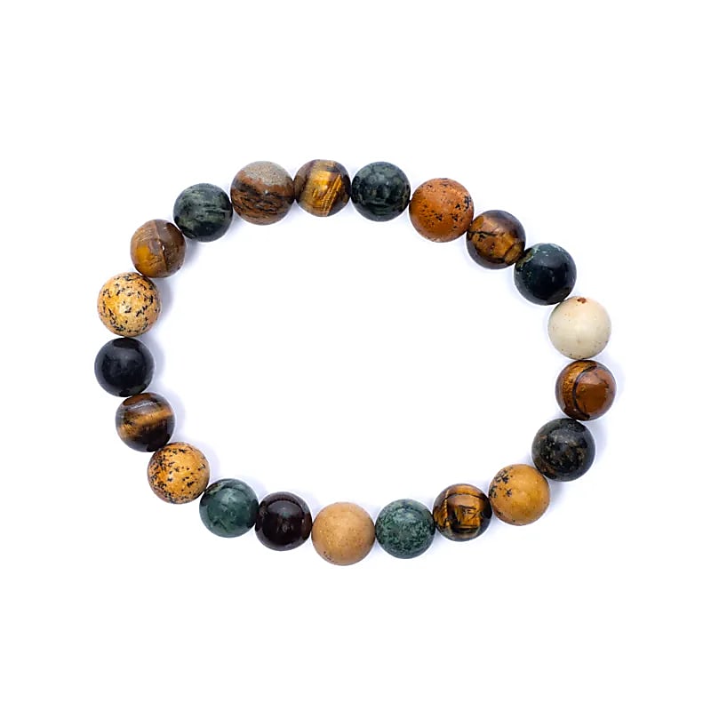 Βραχιόλι Ίασπις Kambala/Μάτι Τίγρης/Ίασπις Picture (Jasper Kambala/Tiger Eye/Picture Kambala) ΑΑ ποιότητας - ελαστικό με χάντρες των 0,7 εκ - mykarma.gr