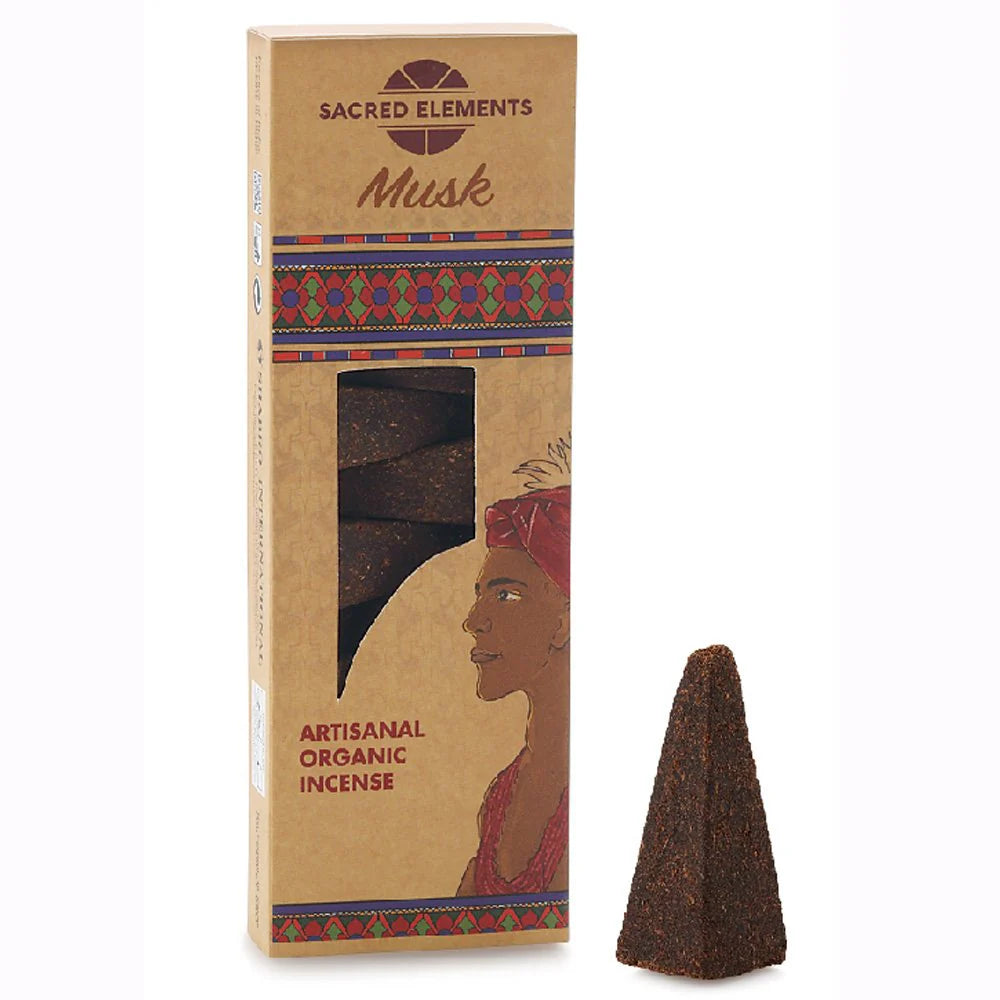 Hem Sacred Elements - Organic Artisanal Μεγάλοι Χειροποίητοι Αρωματικοί Κώνοι - Μόσχος (Musk)  65 g - mykarma.gr