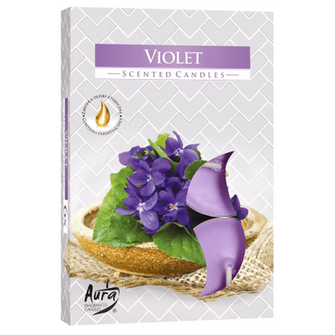 Σετ από 6 αρωματικά κεριά ρεσώ - Βιολέτα (Violet)  3.7x1,2cm  Χρόνος καύσης για κάθε κερί : 4 ώρες