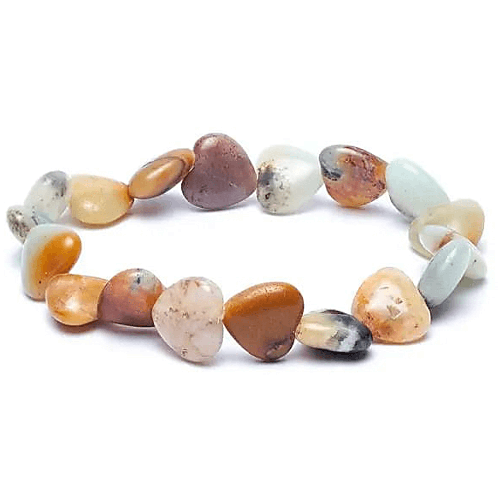 Βραχιόλι «Καρδιές» Αμαζονίτης (Amazonite) - ελαστικό Χάντρες: ± 10mm - mykarma.gr