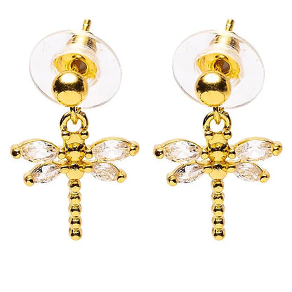 Σκουλαρίκια Λιβελούλα (Dragonfly) – Χρυσό Χρώμα Διαστάσεις: 2,5 εκ - mykarma.gr