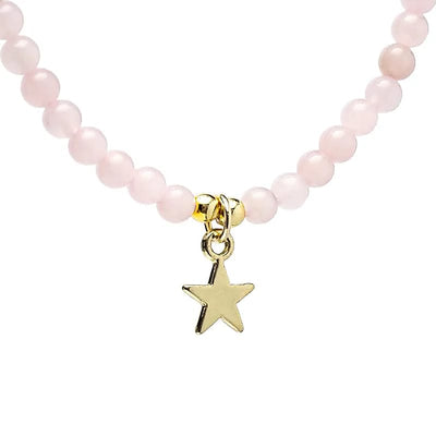 Κολιέ Rose Quartz - Ροζ Χαλαζίας & Μενταγιόν Αστέρι με κούμπωμα Διαστάσεις: 37 εκ Διάμετρος πέτρας: ± 3 mm - mykarma.gr