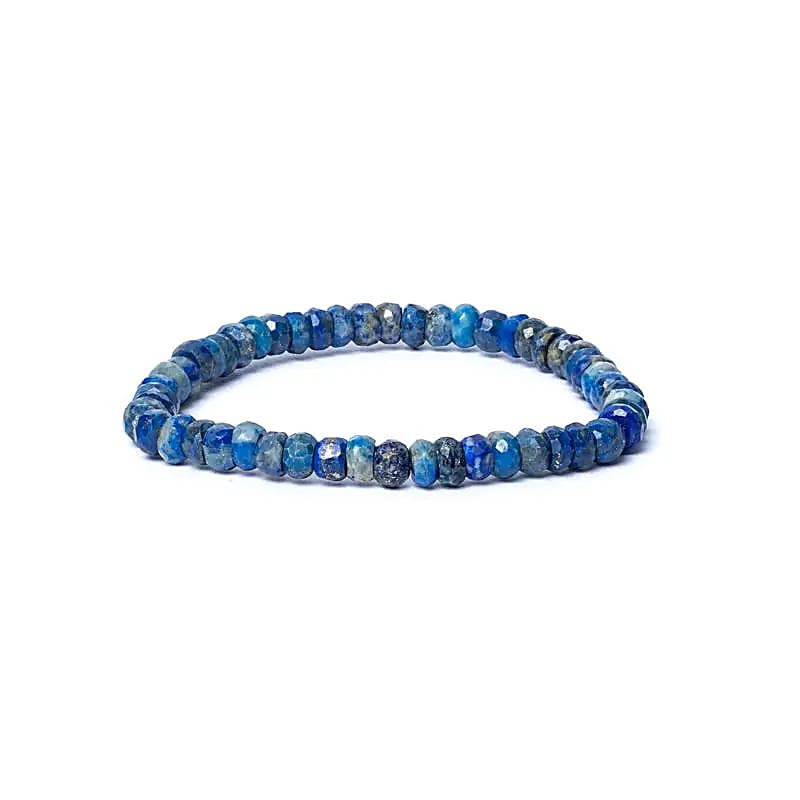 Βραχιόλι - Λάπις Λάζουλι (Lapis Lazuli) ΑΑ ποιότητας - ελαστικό Χάντρες ± 5 mm - mykarma.gr
