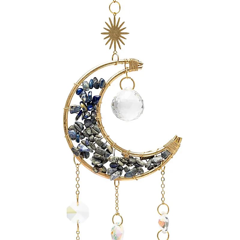 Κρύσταλλοι Feng Shui-Ηλιοπαγίδα (Suncatcher) «Ημισελήνος» με Λάπις Λαζουλί & κρυστάλλινη διακόσμηση Διαστάσεις: ±8x37 cm