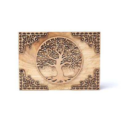 Κουτί κοσμημάτων/Tarot Box απο ξύλο Μάνγκο με «Δέντρο της Ζωής» Διαστάσεις: 18 × 12 × 7 cm - mykarma.gr