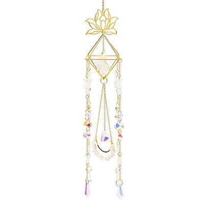 Κρύσταλλοι Feng Shui-Ηλιοπαγίδα (Suncatcher) «Λωτός» με Λευκό Χαλαζία & κρυστάλλινες σφαίρες Crystal String κρυστάλλινη διακόσμηση Διαστάσεις: ±9 x 51 cm - mykarma.gr
