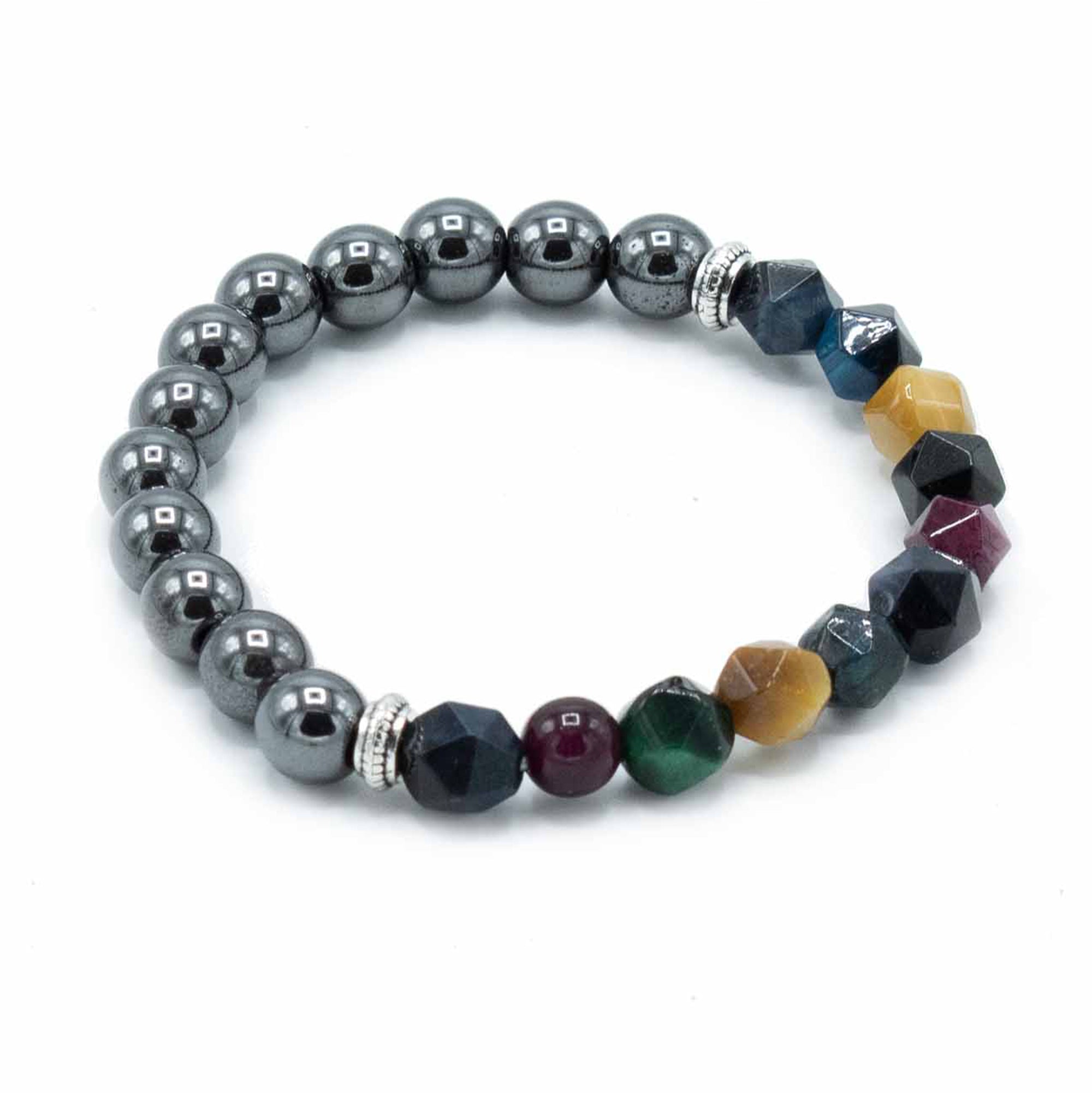 Βραχιόλι για Αρμονία με Αιματίτη(Hematite) & ημιπολύτιμους λίθους- ελαστικό Διαστάσεις χάντρας: 0,6 cm - mykarma.gr