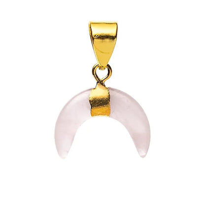 Κρεμαστό Μενταγιόν Ημισελήνου με Ροζ Χαλαζία (Rose Quartz) Διαστάσεις: ±1x1 cm