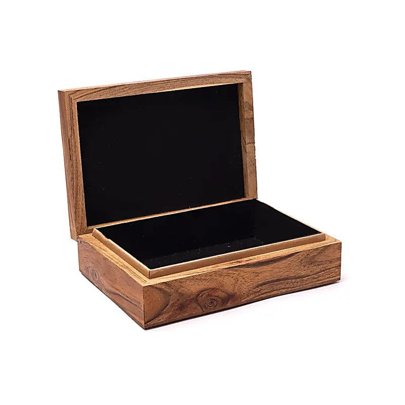 Κουτί κοσμημάτων/Tarot Box από ξύλο Μάνγκο «Namaste» με Ροζ Χαλαζία Διαστάσεις: 18 × 13 cm - mykarma.gr