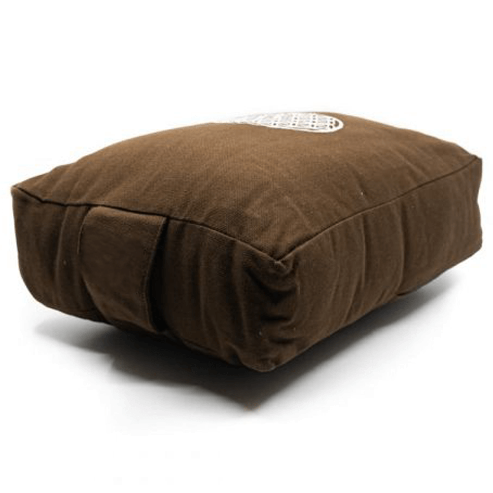 Τετράγωνο μαξιλάρι Rectangular Bolster “Λουλούδι της Ζωής” - Κάλυμμα από οργανικό βαμβάκι - χρώμα καφέ Διαστάσεις: 35x32x13cm - mykarma.gr