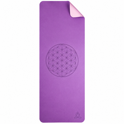 Ecofriendly Yoga Mat - Στρώμα TPE - “Flower of Life”- dark purple/soft purple Διαστάσεις: Μήκος: 182 εκ Πλάτος: 61 εκ Πάχος: 6 mm