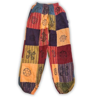 Παντελόνα - Nomad Sari Block Print Designs - Πορτοκαλί αποχρώσεις - L/XL - 100% Βαμβάκι - mykarma.gr