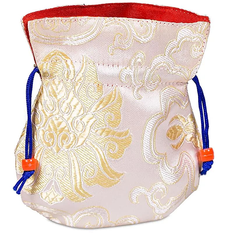 Μωσαϊκό Τσαντάκι/Πουγκί  Lotus λευκό με κόκκινο για Mala & κοσμήματα Διαστάσεις: 10 × 14 εκ - mykarma.gr