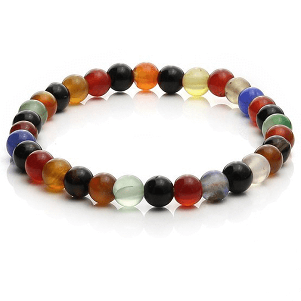 Βραχιόλι Πολύχρωμος Αχάτης (Multicolor Agate) - Ελαστικό - Χάντρα 0,6 cm - mykarma.gr