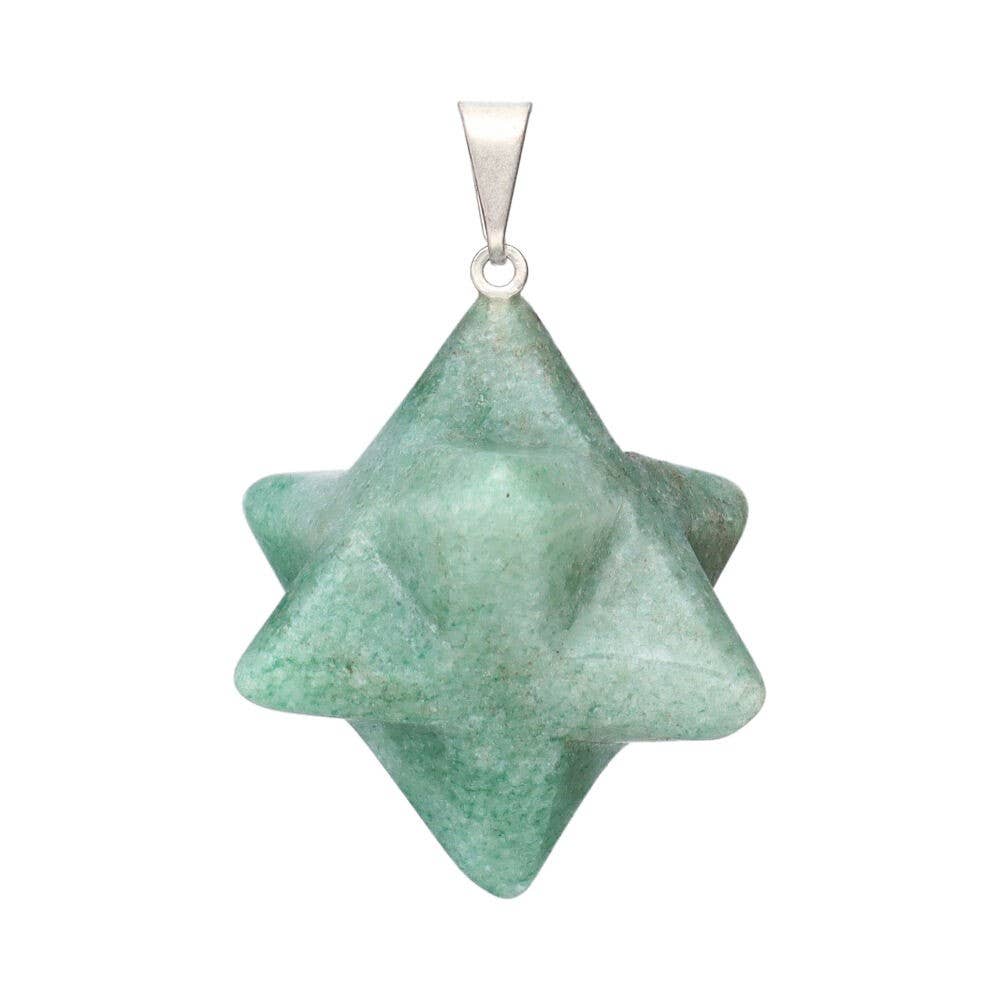 Μενταγιόν Αβεντουρίνη Μερκαμπά - Aventurine Merkaba Pendant Μέγεθος: 1.5 × 1.5 cm - mykarma.gr