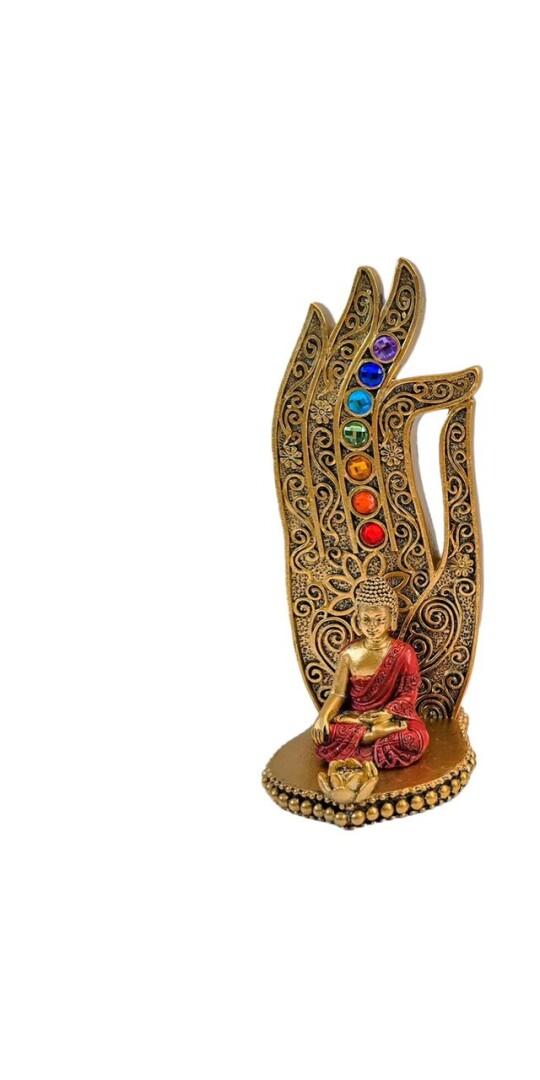 Βάση για Στικ “7 Chakra Buddha” - χρώμα χρυσό Διαστάσεις: 7,5 x 7 x 17 cm - mykarma.gr