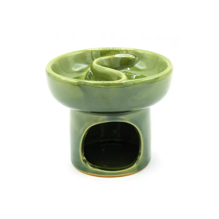 Oil Burner - Κεραμικός Καυστήρας Yin Yang για ταυτόχρονη καύση 2 αιθέριων ελαίων - πράσινο Διαστάσεις: 11.5 x 11.5 x 9.8 cm - mykarma.gr