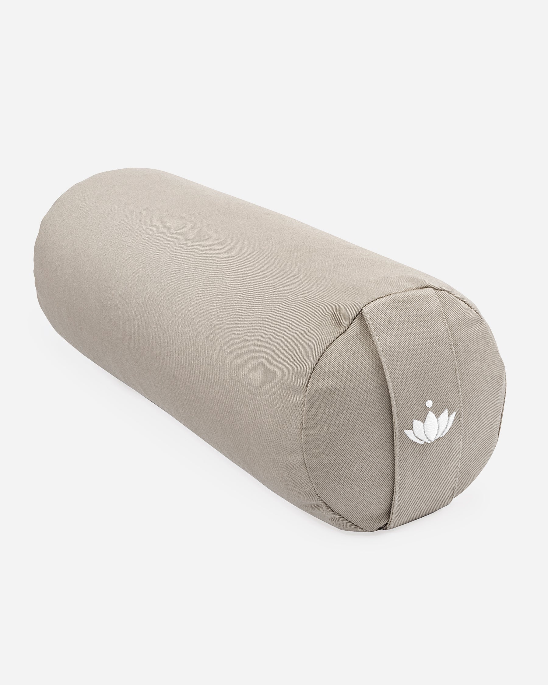 Lotuscrafts Στρογγυλό μικρό μαξιλάρι Bolster λαιμού “Lotus” - Light Taupe - κάλυμμα απο οργανικό βαμβάκι Διαστάσεις: 40 × 13 εκ - mykarma.gr