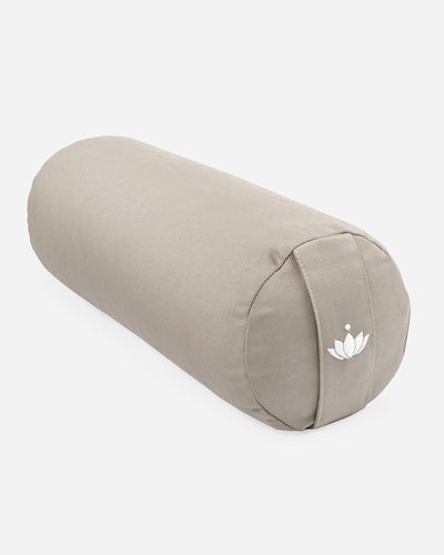 Lotuscrafts Στρογγυλό μικρό μαξιλάρι Bolster λαιμού “Lotus” - Light Taupe - κάλυμμα απο οργανικό βαμβάκι Διαστάσεις: 40 × 13 εκ - mykarma.gr