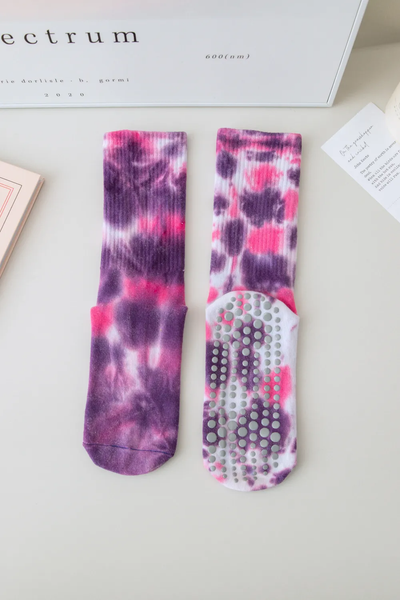 Αντιολισθητικές Ψηλές Κάλτσες - Tie-Dye Non-Slip Socks – Yoga & Pilates No 36-41 - mykarma.gr