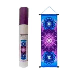 Κρεμαστά Τοίχου - Banner “Flower of Life” - γαλλικό κρεπ ύφασμα Διαστάσεις: 90x36cm - mykarma.gr