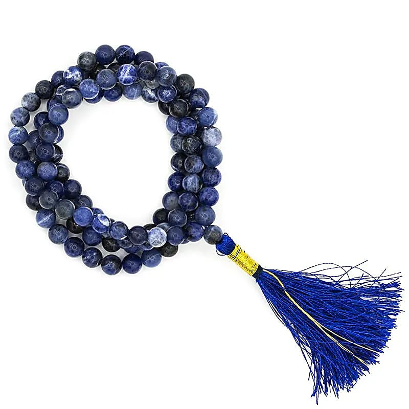Mala Σοδαλίτης (Sodalite) - AA ποιότητας - 108 χάντρες + πουγκί Διαστάσεις: 0,5 cm - mykarma.gr